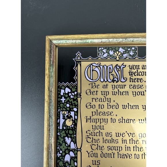 Antique Celtic 1922 WELCOME GUEST Poem Art Nouveau Framed Artist JP Mc Evoy - Picture 2 of 9